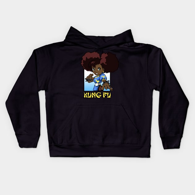 Kawaii Afro Kung Fu Girl Kids Hoodie by MonkeyLogick